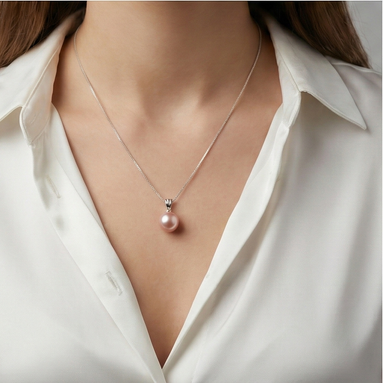 Blush Pearl Solitaire Pendant