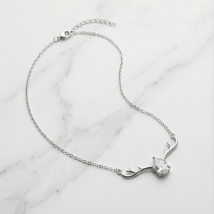 Crystal Antler Elegance Pendant