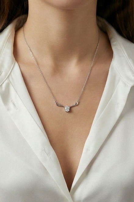 Crystal Antler Elegance Pendant