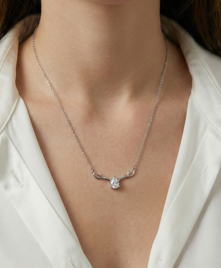 Crystal Antler Elegance Pendant