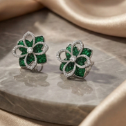 Emerald Bloom Stud Earrings