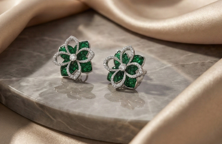 Emerald Bloom Stud Earrings