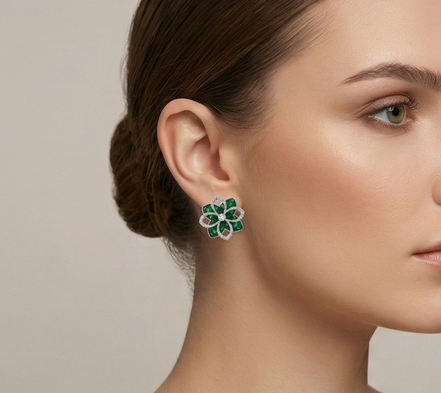 Emerald Bloom Stud Earrings