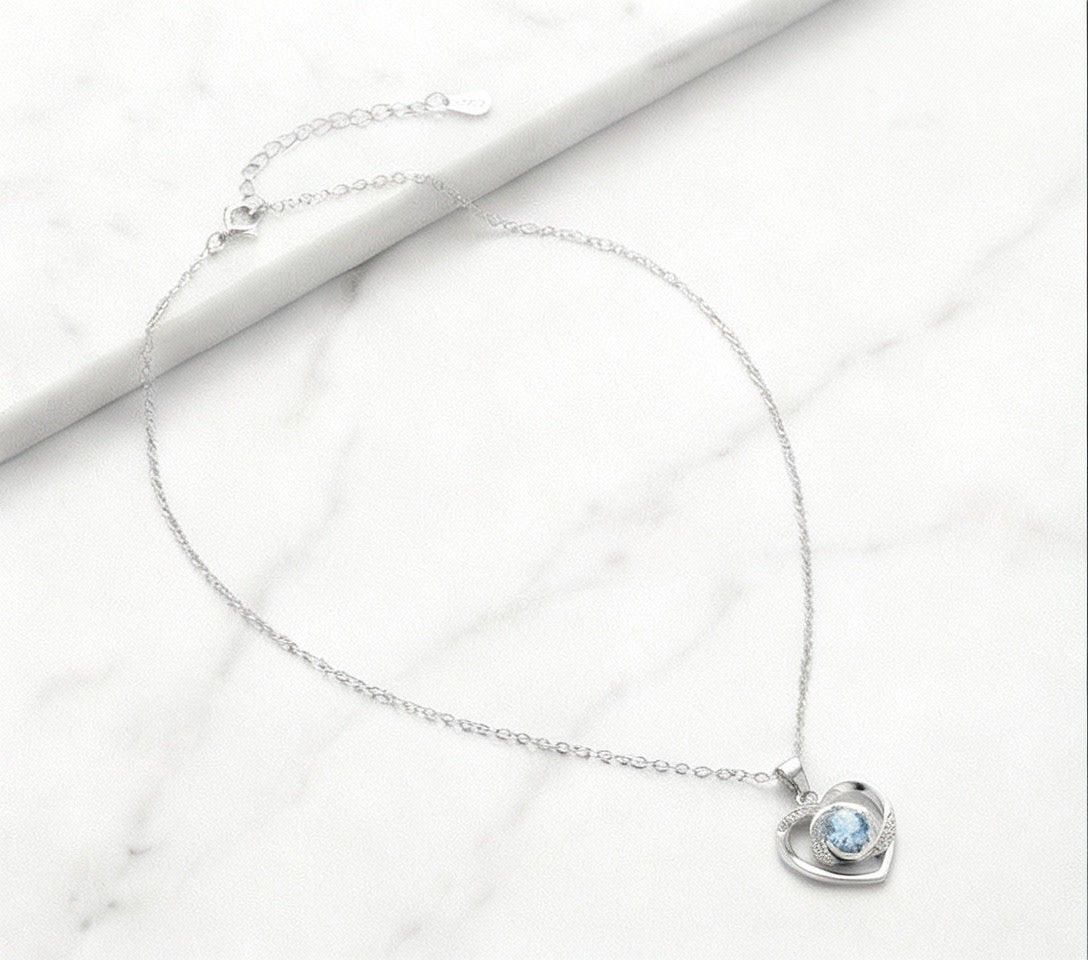 Frosted Blue Heart Swirl Pendant