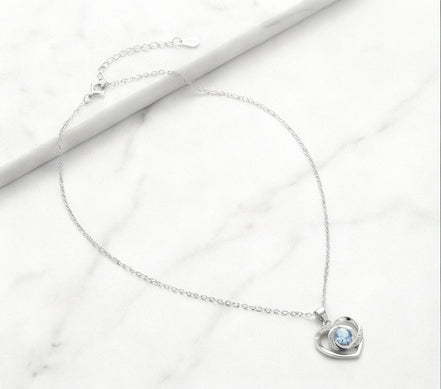 Frosted Blue Heart Swirl Pendant