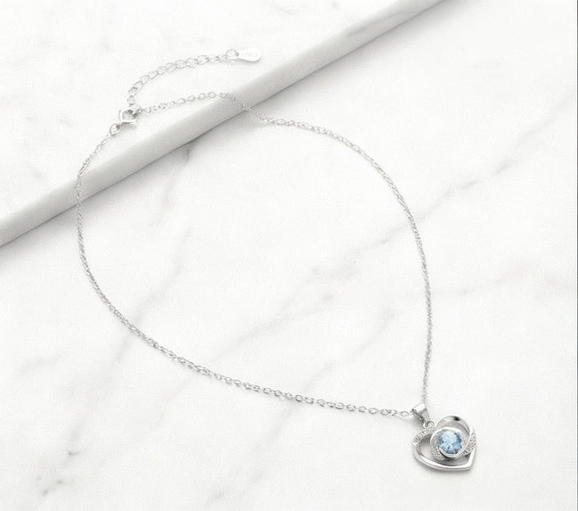 Frosted Blue Heart Swirl Pendant