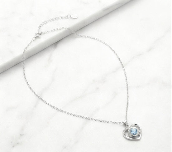 Frosted Blue Heart Swirl Pendant