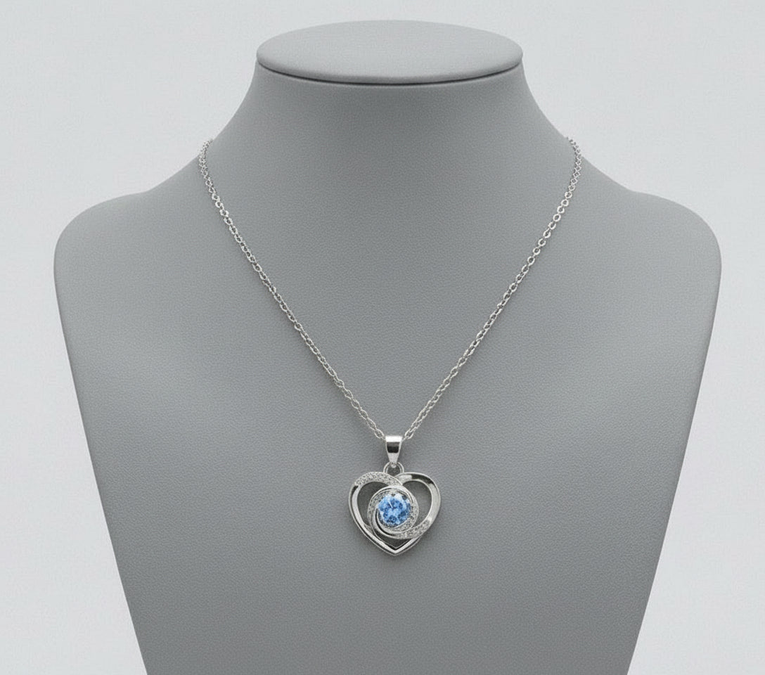 Frosted Blue Heart Swirl Pendant