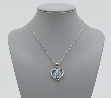 Frosted Blue Heart Swirl Pendant