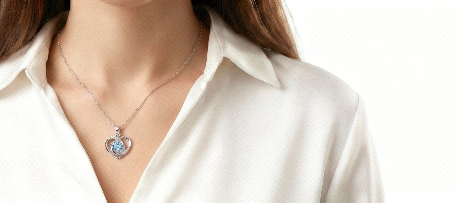 Frosted Blue Heart Swirl Pendant