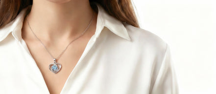 Frosted Blue Heart Swirl Pendant