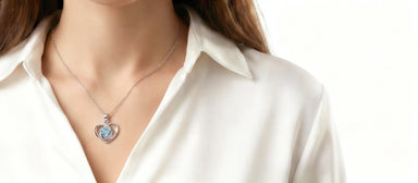 Frosted Blue Heart Swirl Pendant