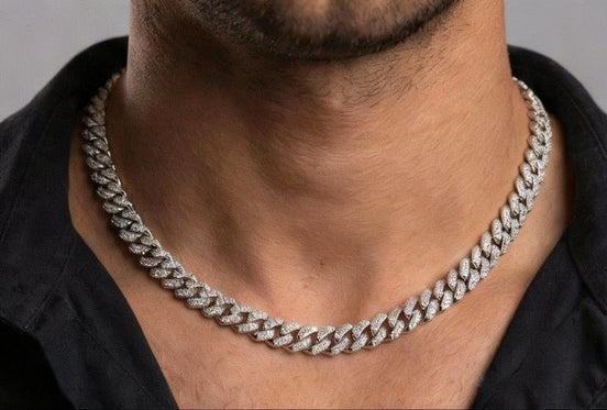 Turkish Diamond Cuban Silver Chain