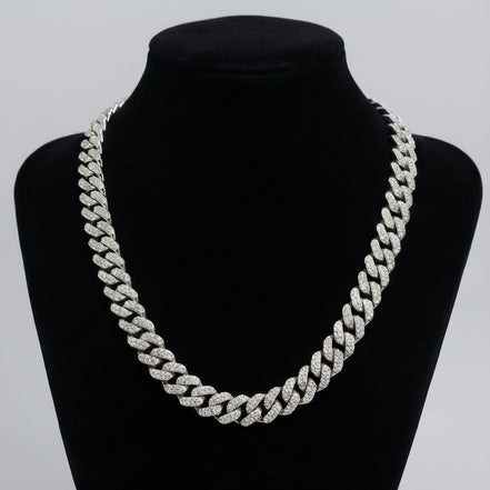 Turkish Diamond Cuban Silver Chain