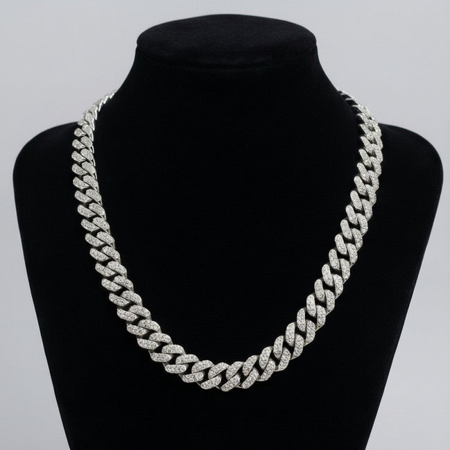 Turkish Diamond Cuban Silver Chain