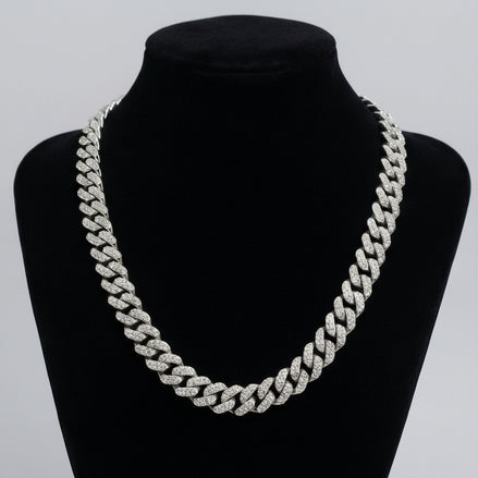Turkish Diamond Cuban Silver Chain