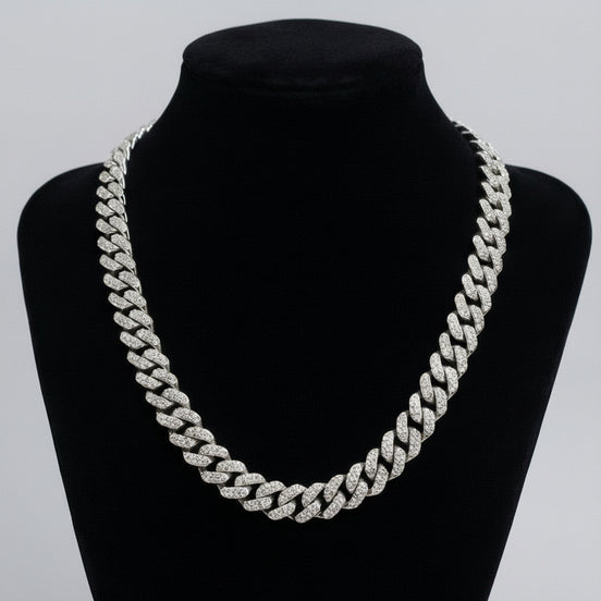 Turkish Diamond Cuban Silver Chain