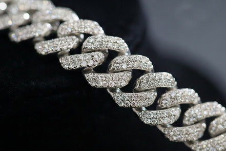Turkish Diamond Cuban Silver Chain