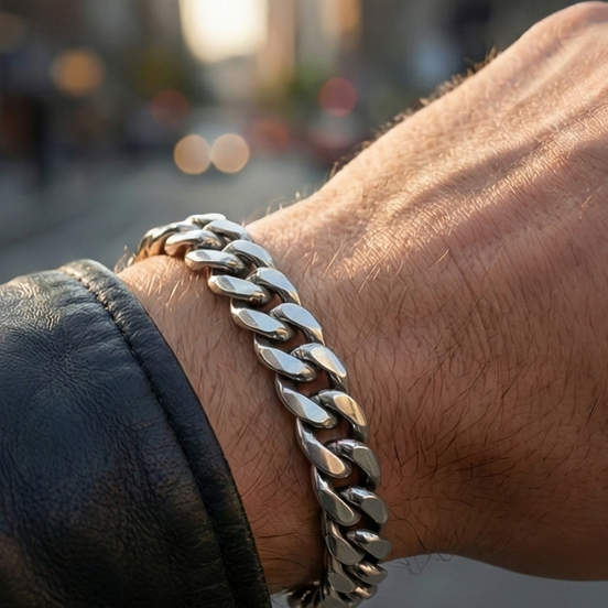 Gunmetal Grey Cuban Link Bracelet