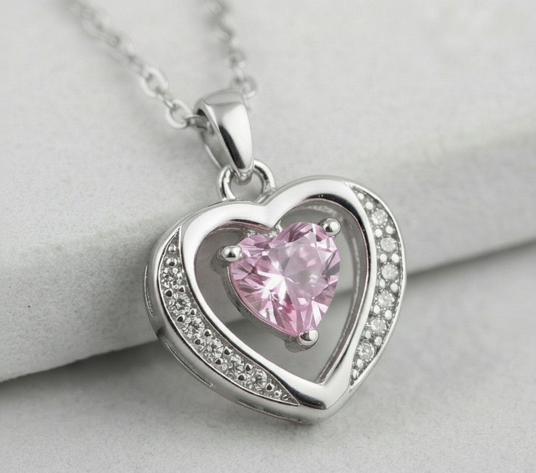 Rosé Heart Halo Pendant