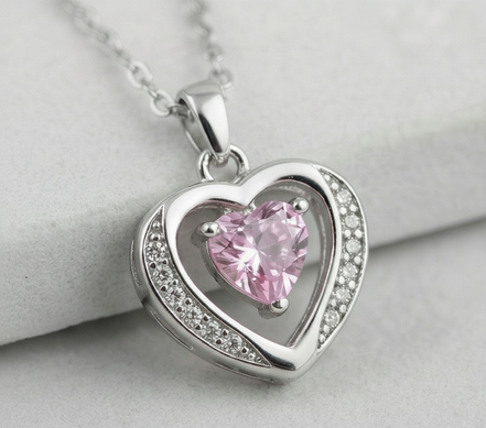 Rosé Heart Halo Pendant