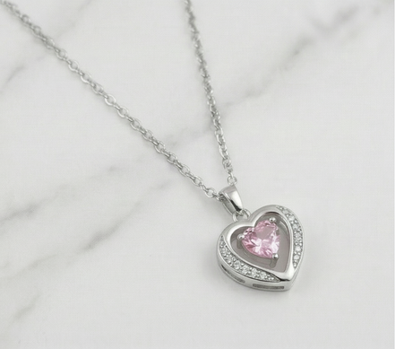 Rosé Heart Halo Pendant