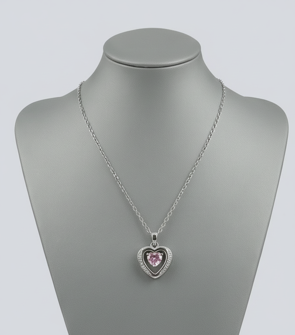 Rosé Heart Halo Pendant