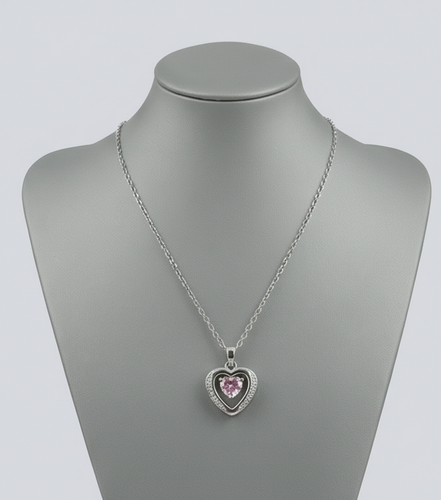 Rosé Heart Halo Pendant