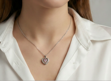 Rosé Heart Halo Pendant